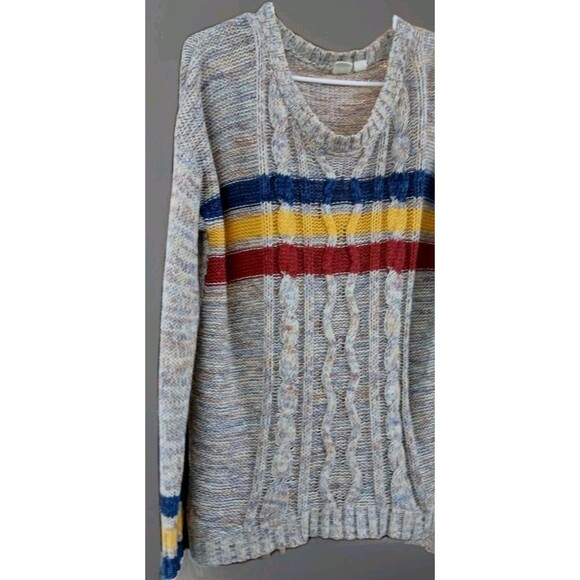 Roxy Women’s Small Cable Knit Sweater Multicolor Stripe Y2K Surf Skater 90s EUC - Picture 2 of 8